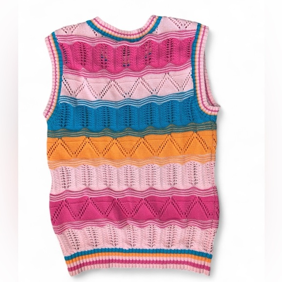 Crochet Colorblock Rainbow Sweater Vest Women’s y2k - Picture 2 of 8